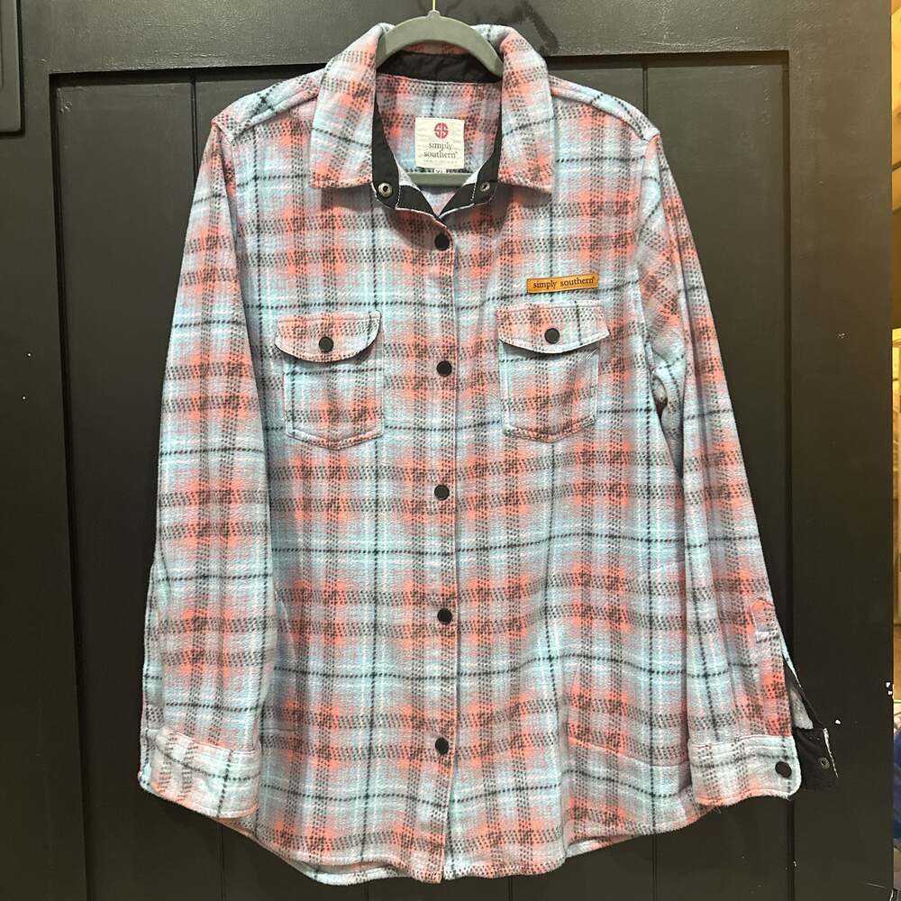 Simply Southern Pink and Gray Plaid Shacket